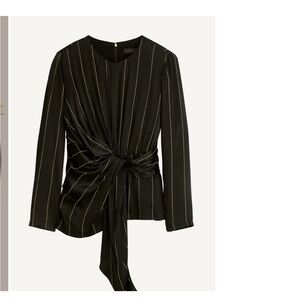 Donna Karan PINSTRIPE TIE WAIST TOP